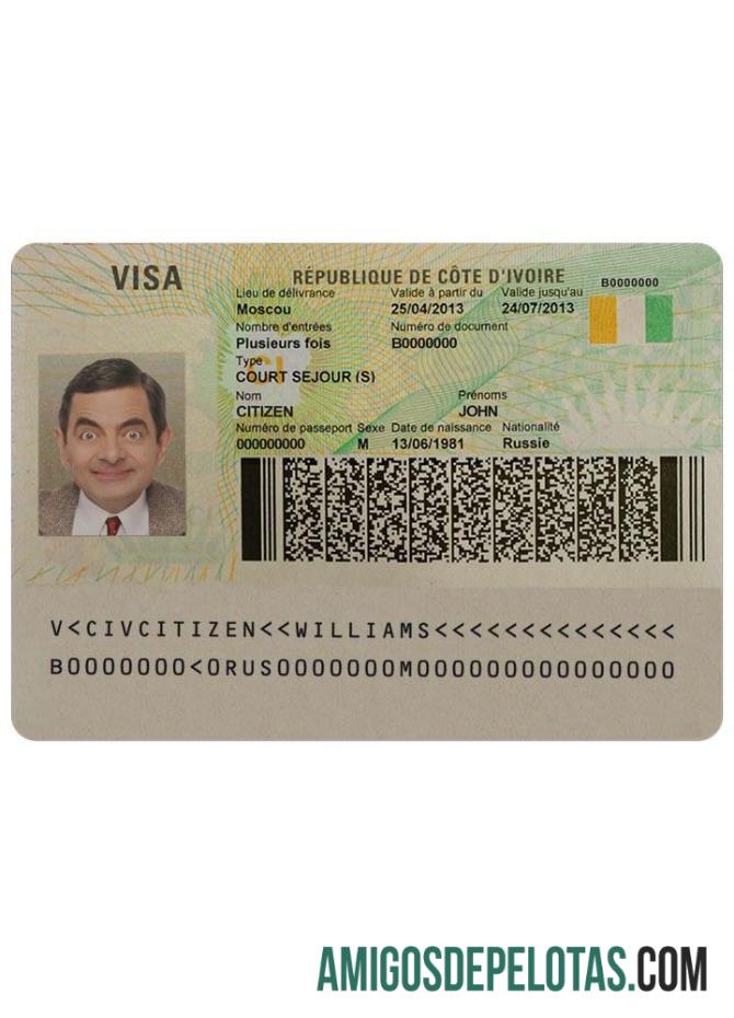 Visto COSTA DO MARFIM amostra